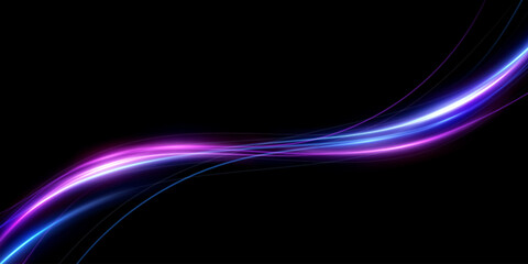 Abstract lines.Neon lines of speed and fast wind. effect of moving at the speed of light. Blue glow effect. Magic shiny line. Neon. Background.	