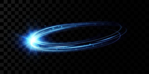 Neon blue magic circle. Futuristic light circle for background. Light frame. Vector. Magic portal.