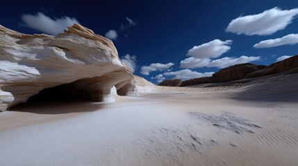 Fototapeta premium Desert landscape with caves and sand dunes