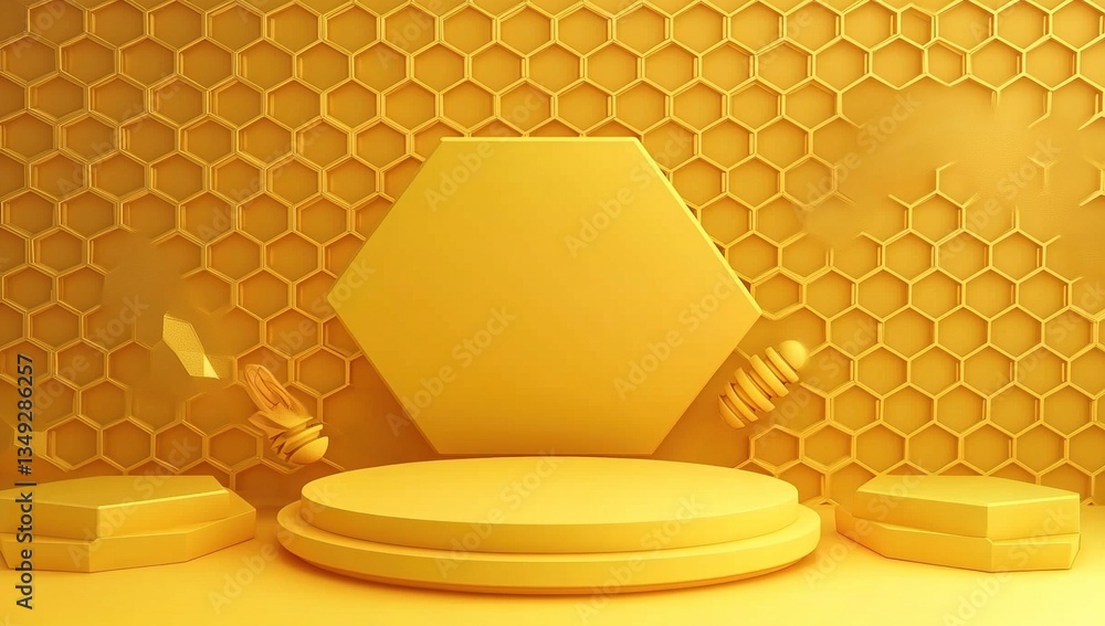 Poster honeycomb hexagon display platform product showcase