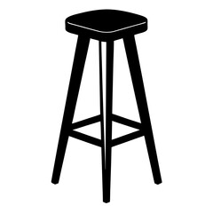 Silhouette of a Stool: A minimalist black and white depiction of a modern stool, showcasing clean lines and elegant simplicity.