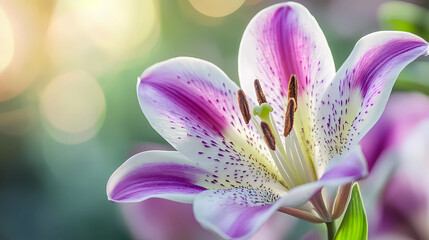 A close-up photograph of stunning white and purple flowers
