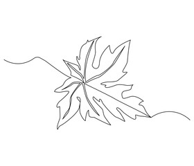 Continuous one line drawing of leaf. Single line drawing illustration of leaf green energy. Leaf environmental greening concept vector art. Doodle line illustration.