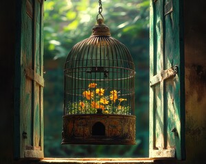 Birdcage Window Sunlight Image