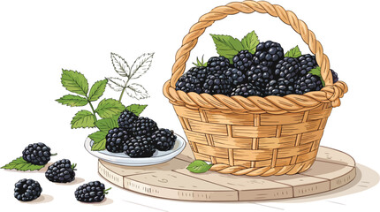 Blackberry vector design, Blackberry in basket on table Illustration vector design