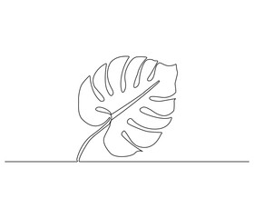 Continuous one line drawing of leaf. Single line drawing illustration of leaf green energy. Leaf environmental greening concept vector art. Doodle line illustration.