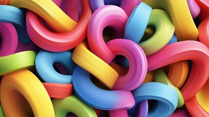 Fototapeta premium 3D illustration of twisted colorful shapes