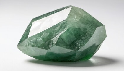 Fototapeta premium Green Faceted Gemstone On White Backgrounds