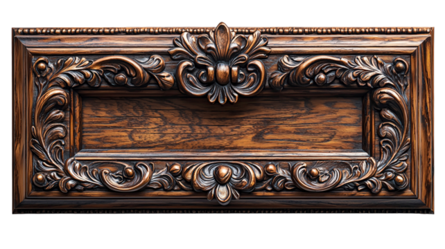 Ornate Carved Frame: A detailed close-up showcases an exquisitely carved wooden frame, displaying intricate floral and foliage motifs, exuding elegance and timeless beauty.