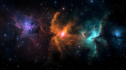Colorful Nebula And Star Clusters In Deep Space With Brilliant Light And Dark Background