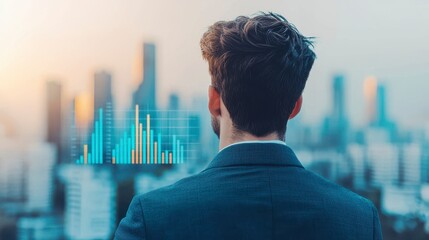 Young Entrepreneur Observing the City Skyline with Aspirations