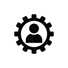 Man in a gear vector icon isolated on a white background