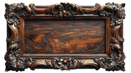 Antique Wooden Frame: An intricately carved antique wooden frame with a rich, dark wood finish, exuding vintage charm and detailed craftsmanship.
