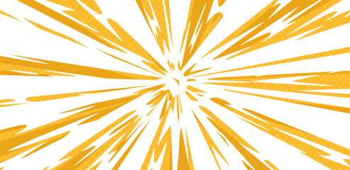 Flash explosion effect yellow background. Comic book style background. Anime style attack impact explosion effect background. Vector illustration.
