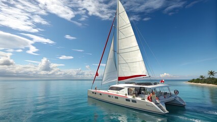 Sailboat for vacation. 3d design. suitable for vacation. summer and design elements