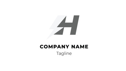 H modern flat design logo with blitz 