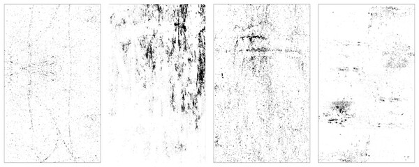A set of grunge textures. Black and white backgrounds of dirt and dust. Abstract monochrome backdrop.