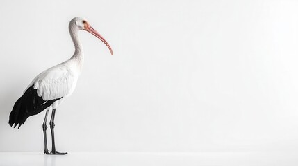 Obraz premium Realistic Bald Ibis standing with its long curved beak visible, unique and rare, filmed on a green screen for compositing