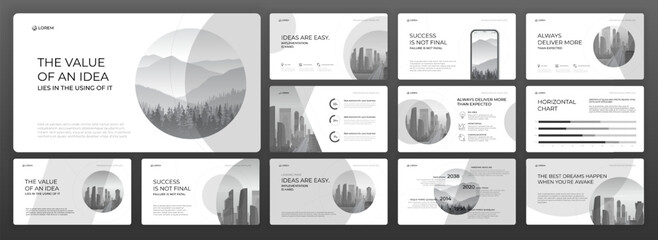 Creative Powerpoint presentation template. Modern Keynote presentation background, brochure cover design, pitch deck, proposal, agenda, annual report, Google slides, company profile, brand guidelines.
