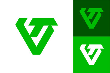 Minimalist VT Icon Design, Green Geometric Logo
