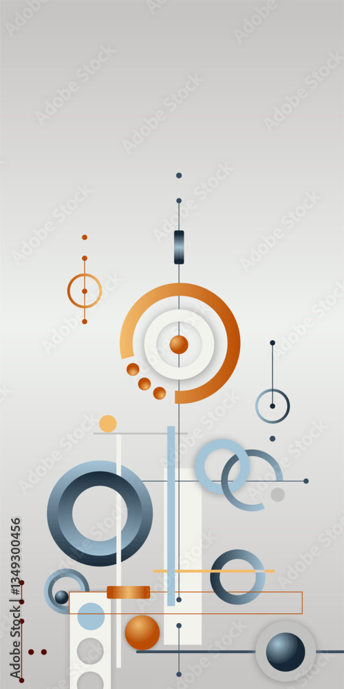 Aufkleber harmonious abstract composition of concentric circles, thin lines, and technical elements creates a 