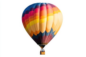 Naklejka premium Isolated colorful hot air balloon with basket against a clean white background