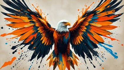 Fototapeta premium Majestic Flight: The Artistic Explosion of an Eagle