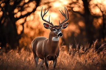The interaction of wildlife and grassland ecosystems featuring a buck.