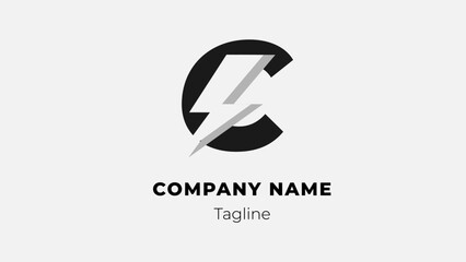 C modern flat design logo with blitz 
