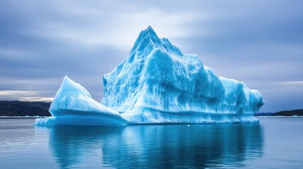 A timeworn iceberg with layers of ice and sediment creating unique patterns