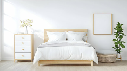 Modern Minimalist Bedroom With Natural Light And Wooden Furniture