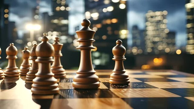 Aventure Capital Chessboard with Night Skyline View