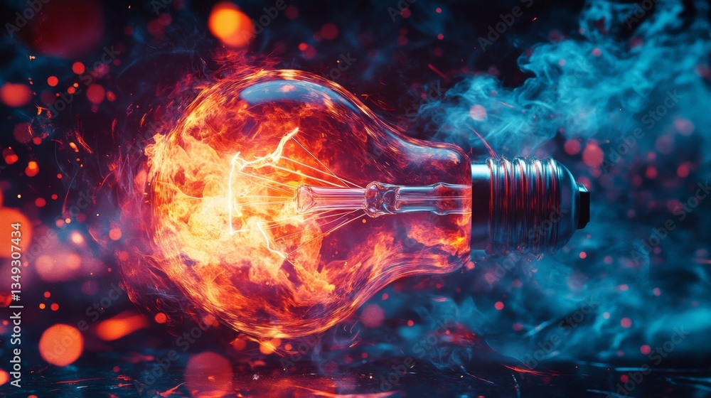 Canvas Prints a vibrant explosion of energy captured in a light bulb. colors swirl with intensity and creativity. 