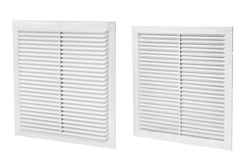 Ventilation grate isolated on a white background. Square shape. Material plastic.