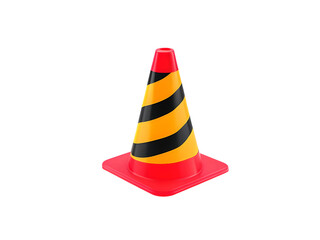 striped road cone isolated on transparent background 