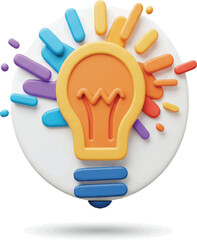 Colorful 3D Lightbulb Idea Creativity Innovation Concept