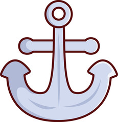 White Anchor Vector Illustration Icon. Flat Cartoon Style