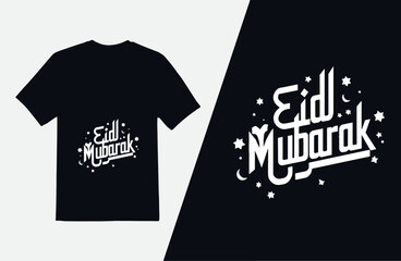 Eid Mubarak T-Shirt Design Template, Vector Illustration