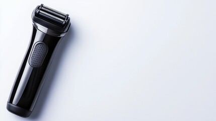 Sleek black electric shaver on a clean white background, ideal for grooming and personal care