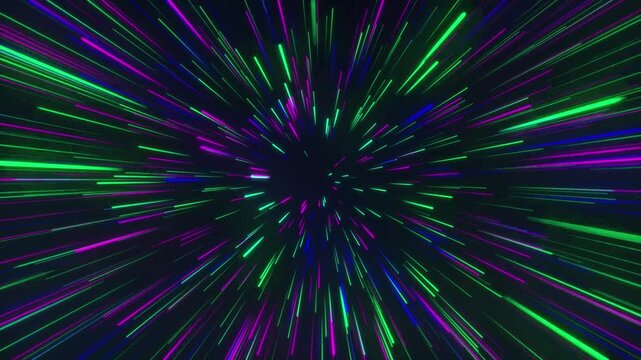Abstract radial zoom surface on blurred multi color lines animation. peed background radial light rays videos. Data flow tunnel.