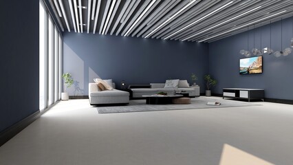 Modern office lounge room with minimalist design interior for wall logo mockup