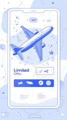 Airplane Illustration in Limited Offer Mobile App Design  