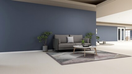Modern office lounge room with minimalist design interior for wall logo mockup