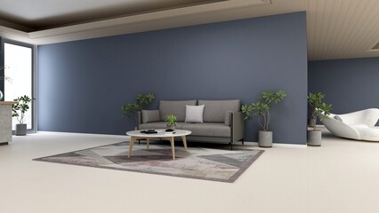 Modern office lounge room with minimalist design interior for wall logo mockup