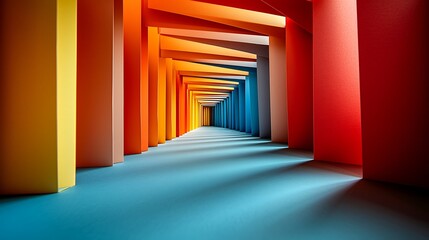 Colorful Abstract Hallway, Vibrant Spectrum Design