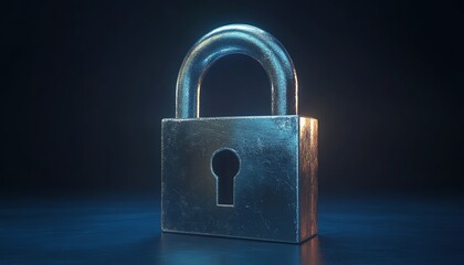 Fototapeta premium Metal padlock on dark background