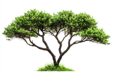 set of green tree isolated on white background