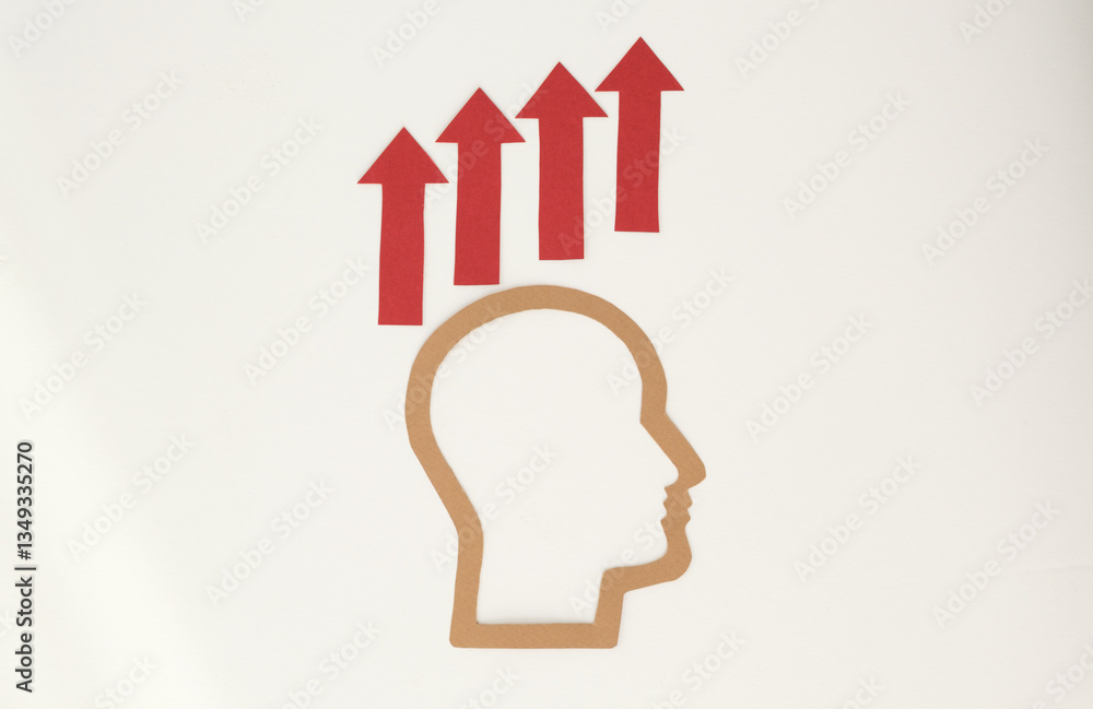 Poster a head with a red arrow pointing upwards