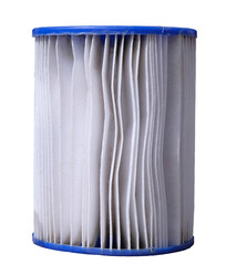 Replacement Pool Filter Cartridge isolated. Filter reuse. Outdoors. 