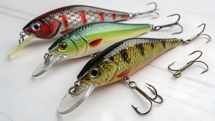 Realistic Fishing Lures Isolated on Transparent Background for Outdoor Activities and Catching Fish